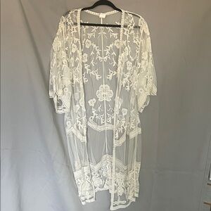 White Floral Lace Kimono